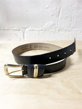 VTG Talbots Black Genuine Leather Belt with Gold Buckle Sz M